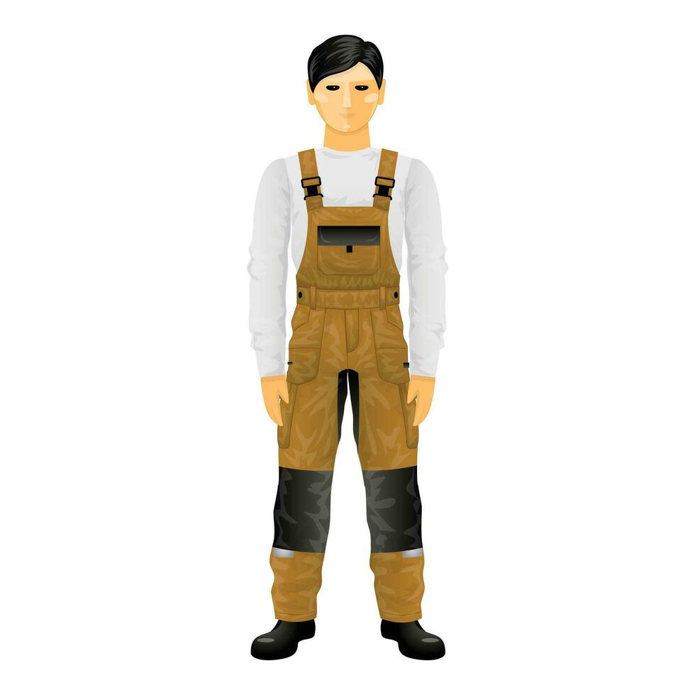 Man builder overalls icon cartoon vector. Construction worker vector