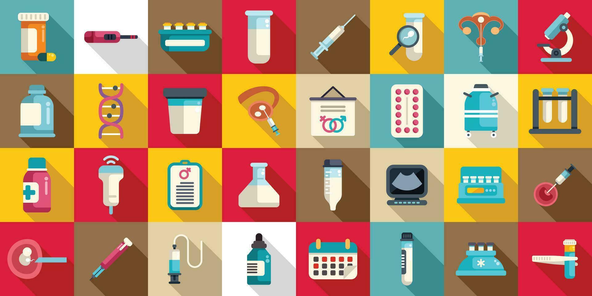 Artificial insemination icons set flat vector. Fertility process vector