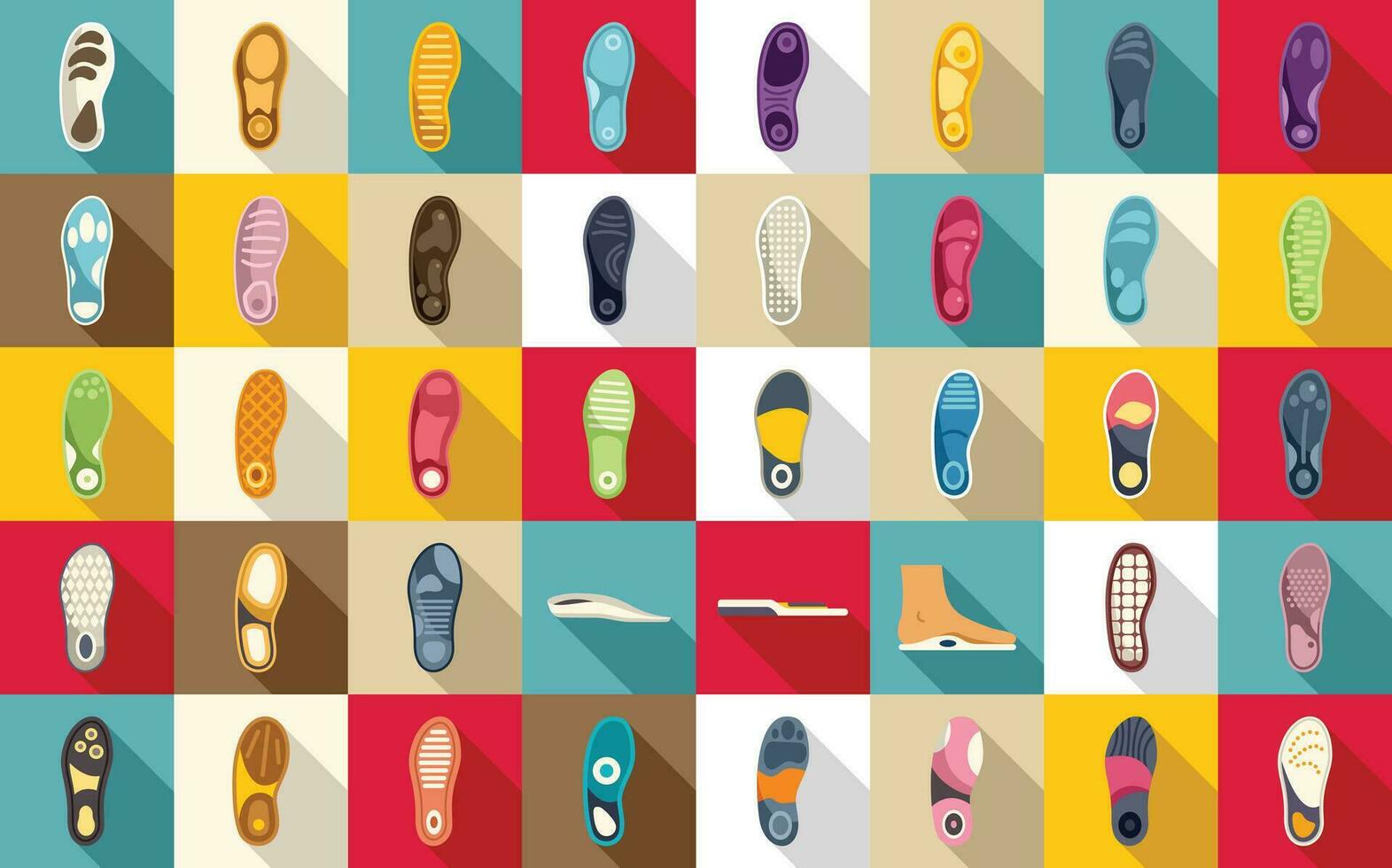 Orthopedic insoles icons set flat vector. Footwear insole vector