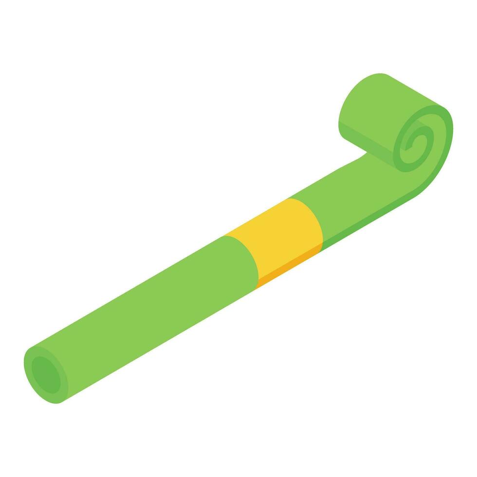 Lime color blower icon isometric vector. Party tool blow vector