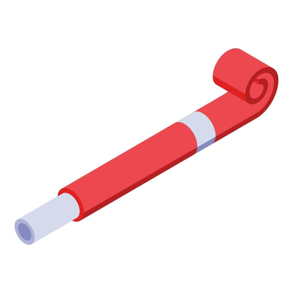 Red color party blower icon isometric vector. Fun holiday vector