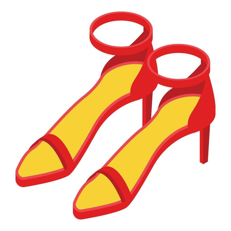 Red woman shoes icon isometric vector. High heels model vector