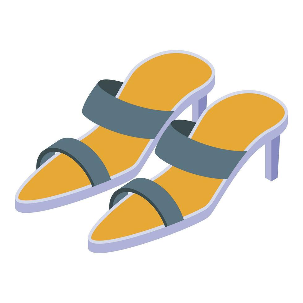 verano alto tacones Zapatos icono isométrica vector. mujer Moda vector