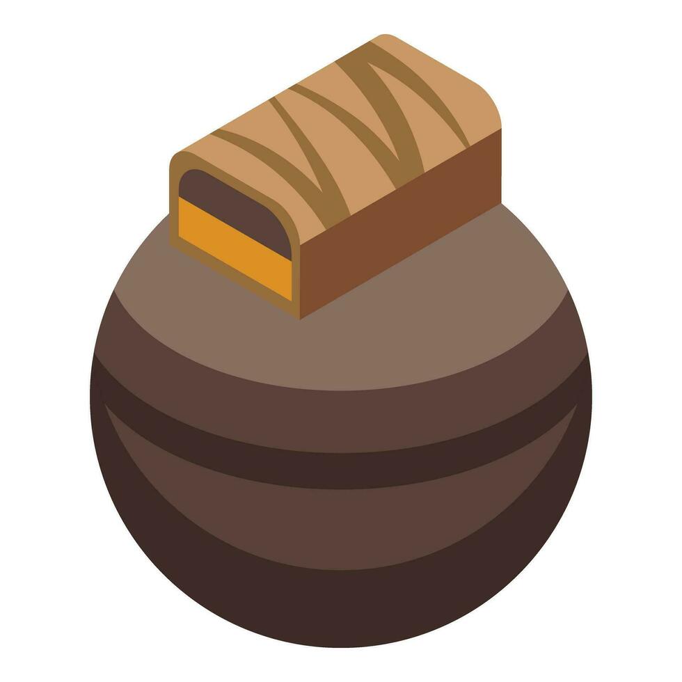 chocolate caramelo pelota icono isométrica vector. cacao azucarado vector