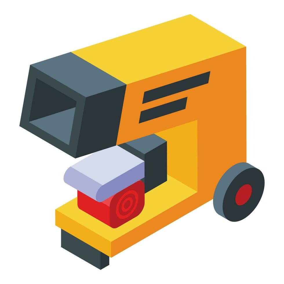 Powerful garden shredder icon isometric vector. Tool robot vector