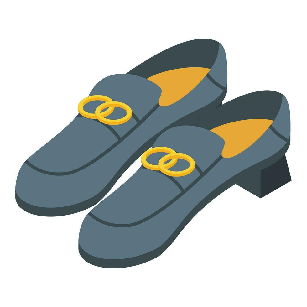 dorado mujer Zapatos icono isométrica vector. alto tacones estilo vector