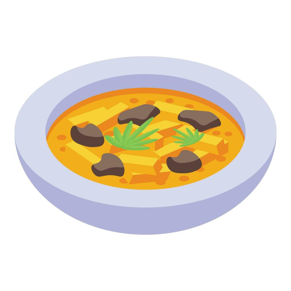 sopa cocina comida icono isométrica vector. cocina plato receta vector