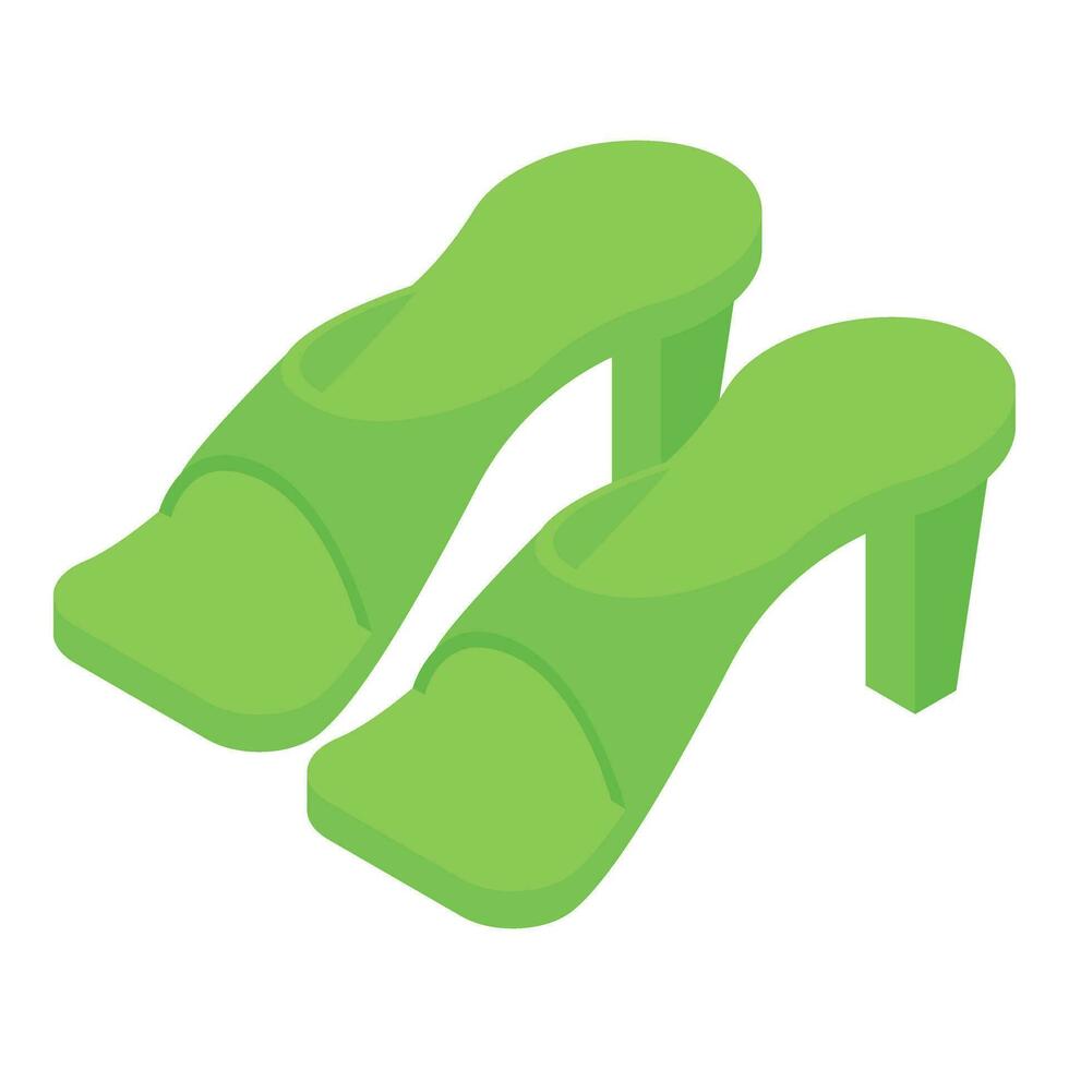verde Lima hembra Zapatos icono isométrica vector. sexy verano estilo vector
