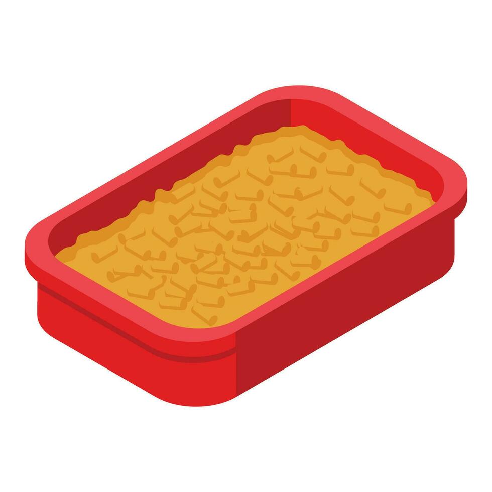 Red tray toilet icon isometric vector. Pet home sand vector