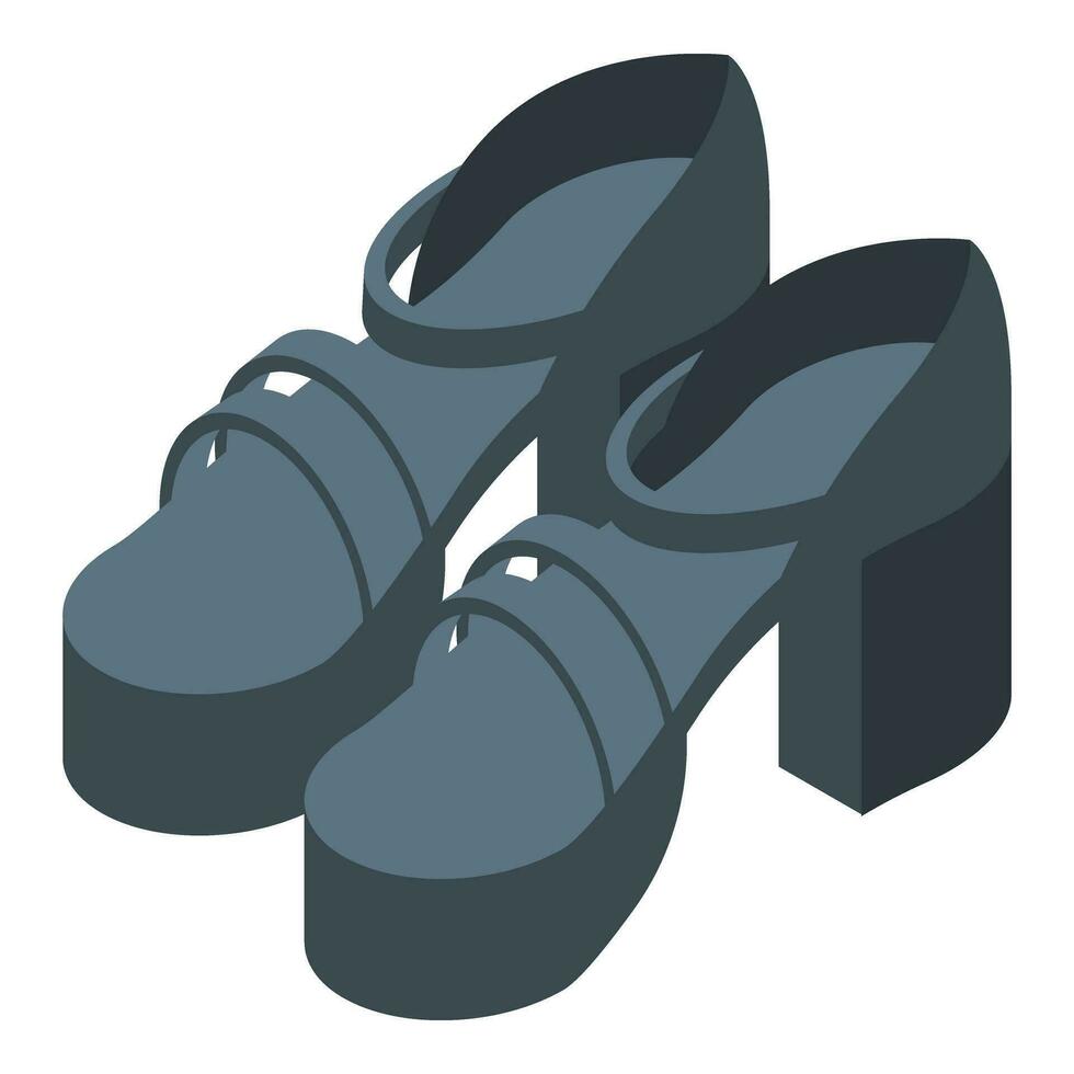 Black leather woman shoes icon isometric vector. High heels style vector