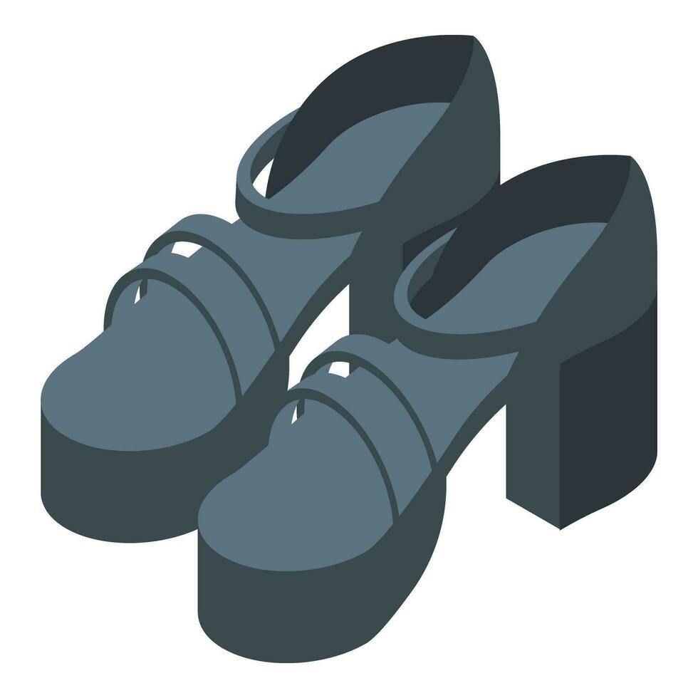 negro cuero mujer Zapatos icono isométrica vector. alto tacones estilo vector