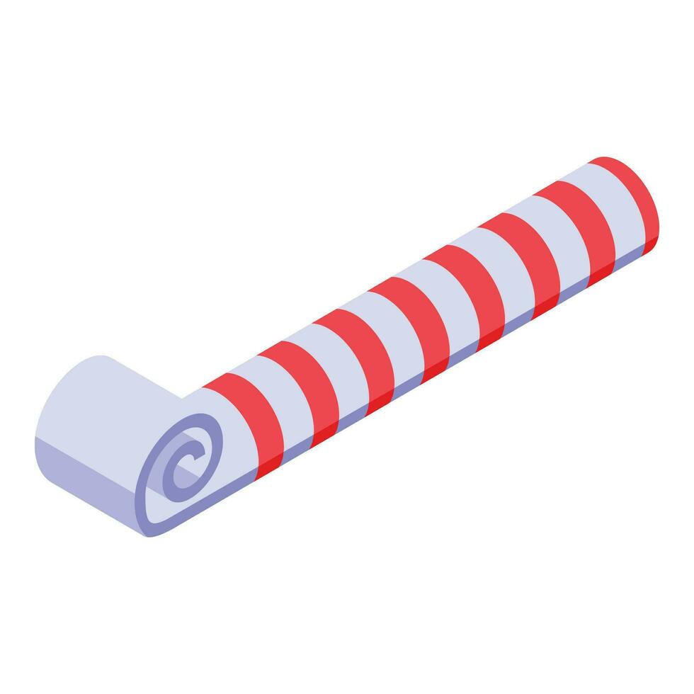 Red white party blower icon isometric vector. White fun holiday vector