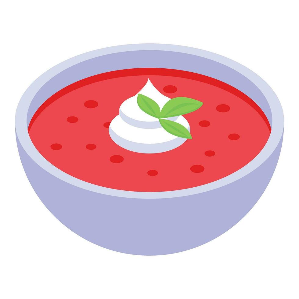 Hot borsch bowl icon isometric vector. Dish recipe vector