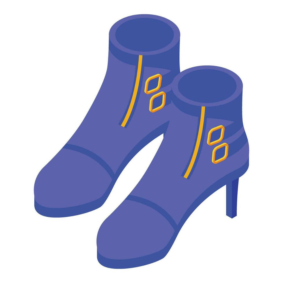 Blue leather shoes icon isometric vector. Classic beauty vector