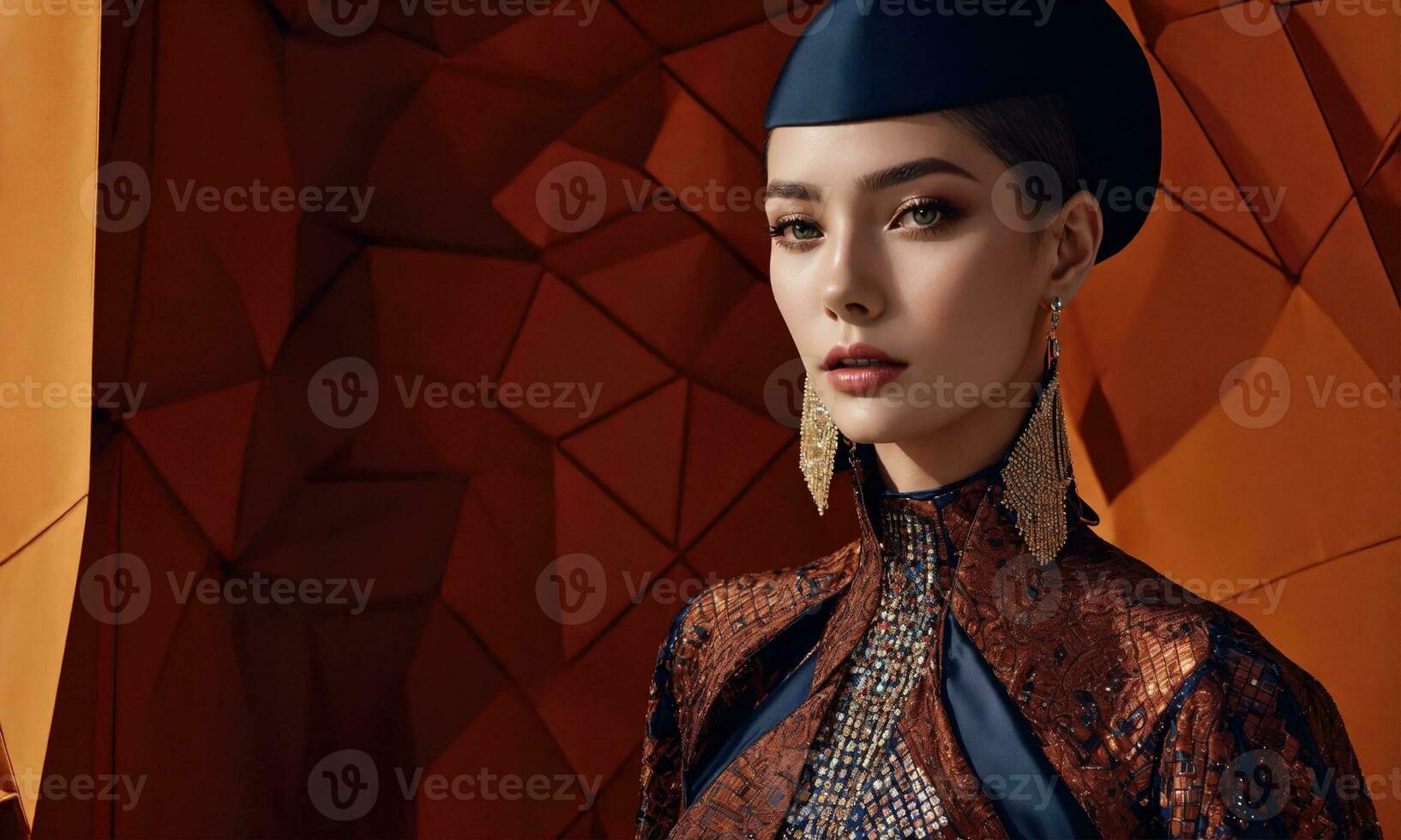 AI generated a beautiful brunette woman in a luxury dress. ai generative photo