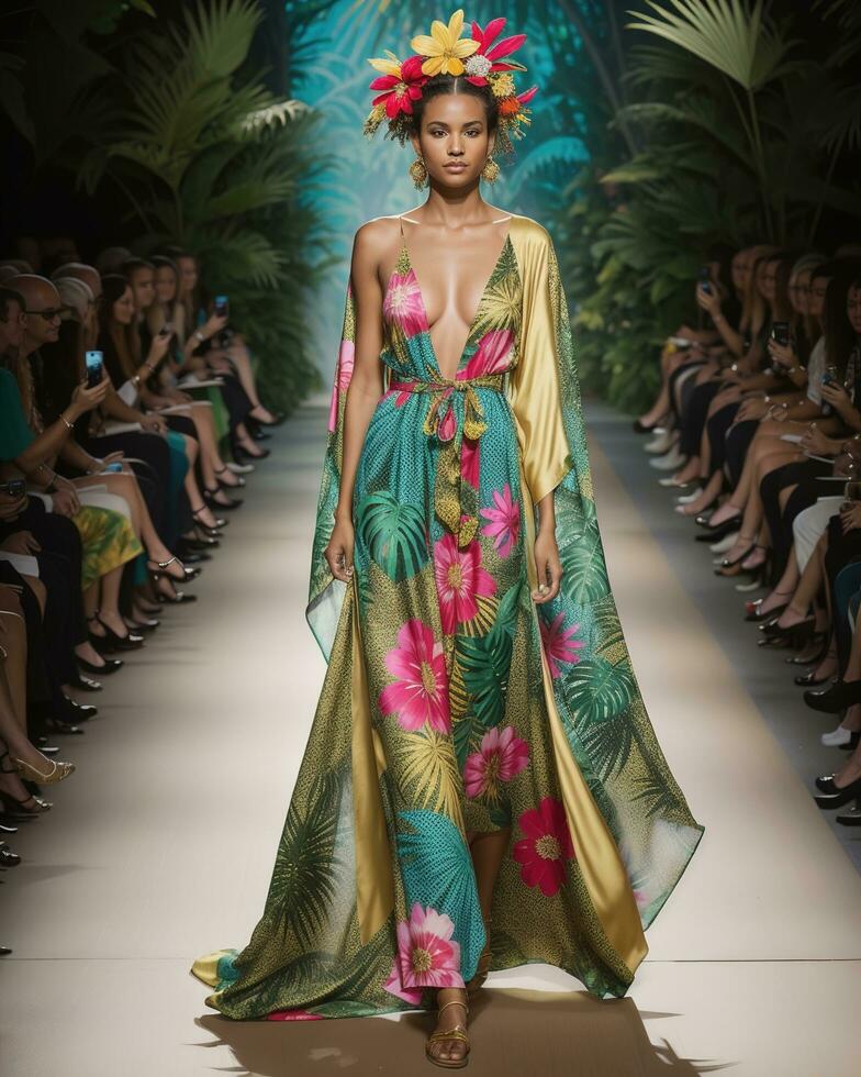 AI generated A model walks the runway. ai generative photo