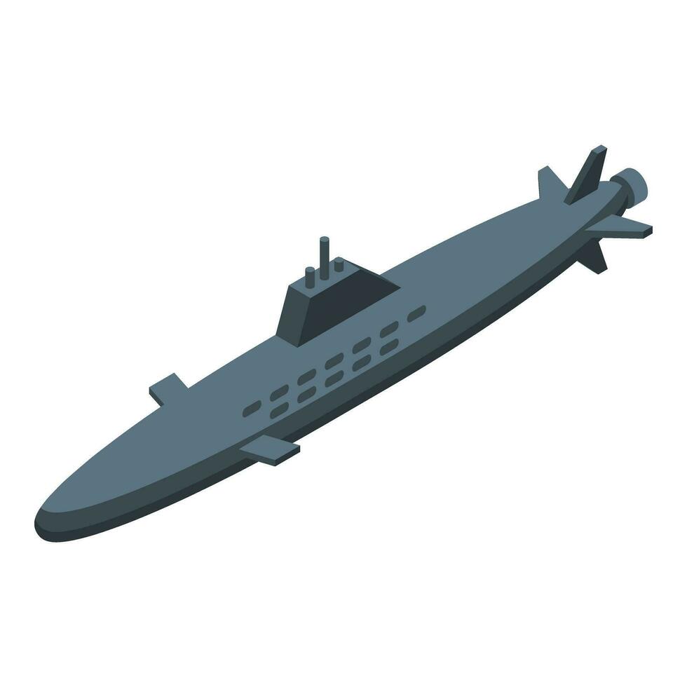 Nuclear submarine ship icon isometric vector. Nuke danger missile vector