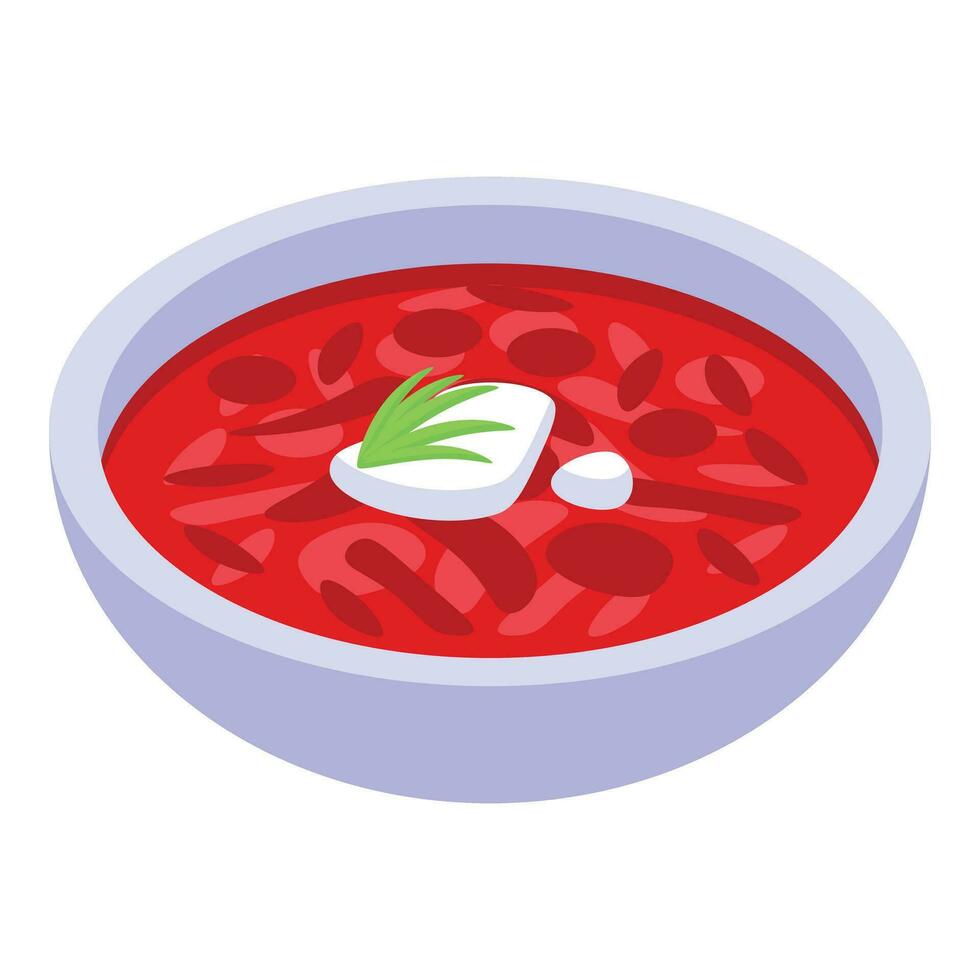 frijoles rojo borsch icono isométrica vector. vegetal comida vector