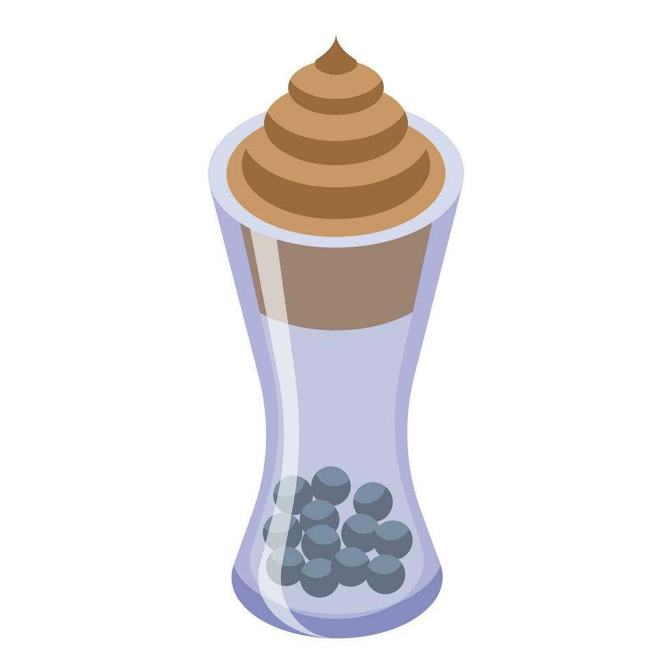 Berry dalgona coffee icon isometric vector. Tasty cream drink vector
