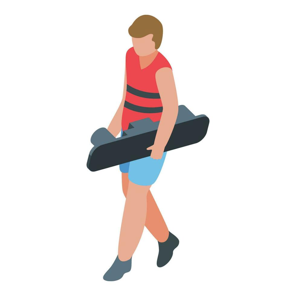 Guy take flyboard icon isometric vector. Diver fly deep vector