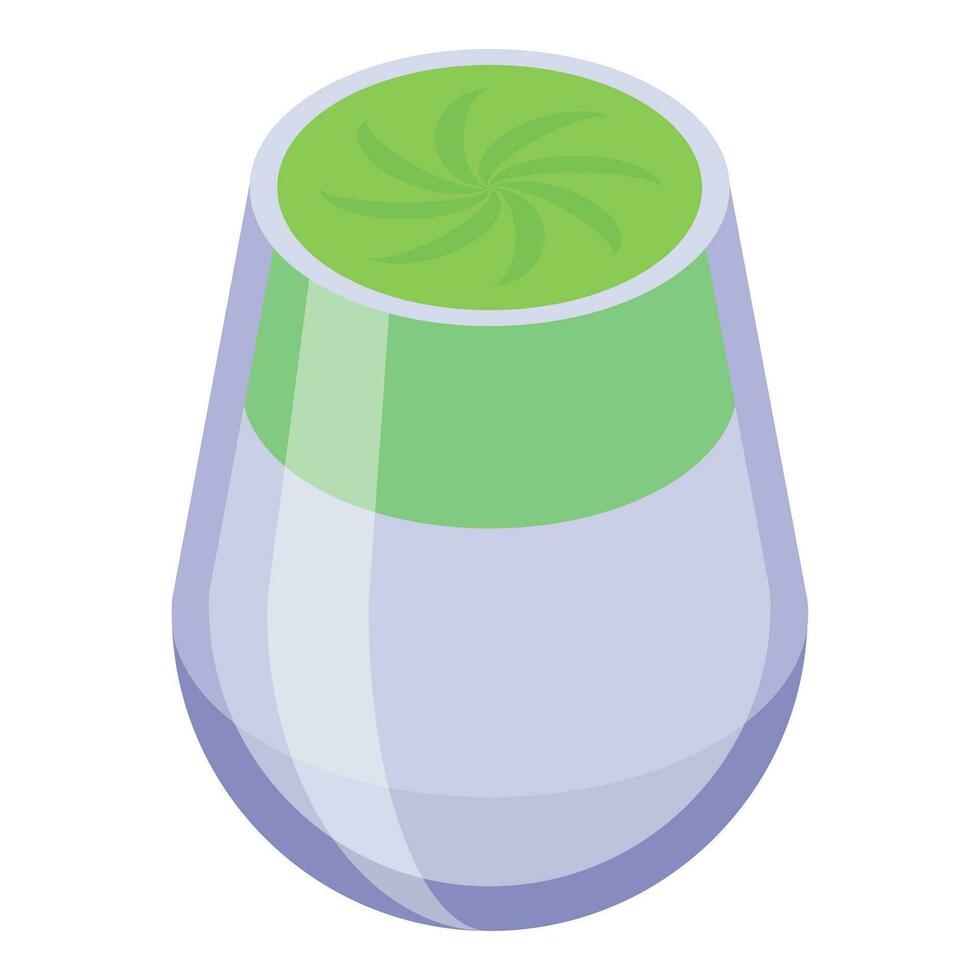 Kiwi dalgona coffee icon isometric vector. Glass drink vector