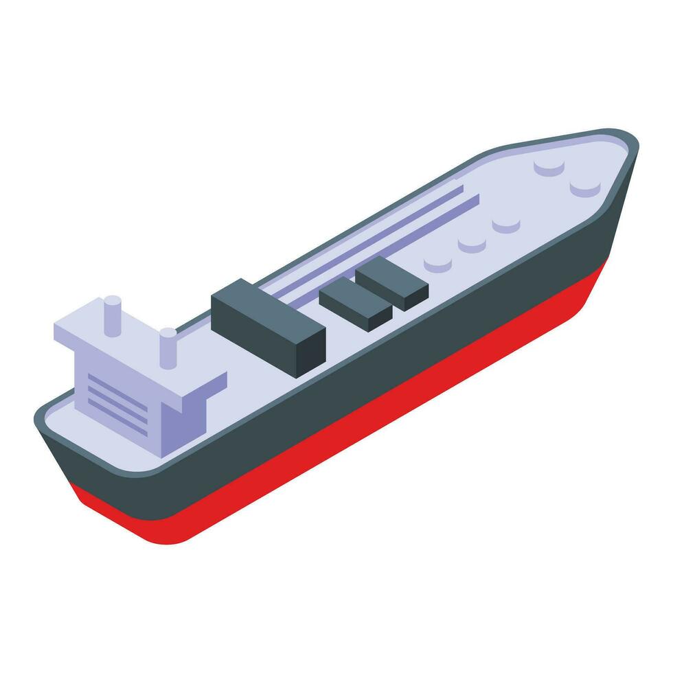 Long cargo ship icon isometric vector. Pipe fuel truck vector