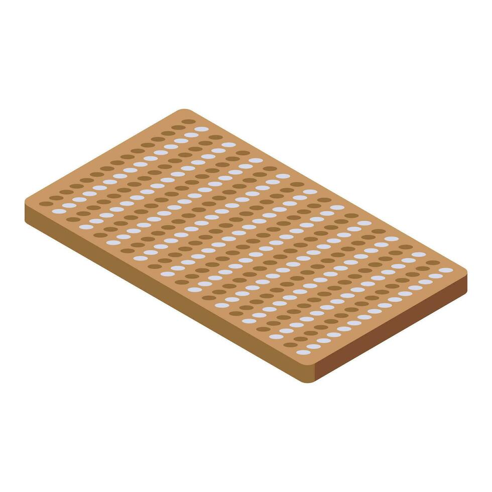 Wooden door mat icon isometric vector. Carpet house vector