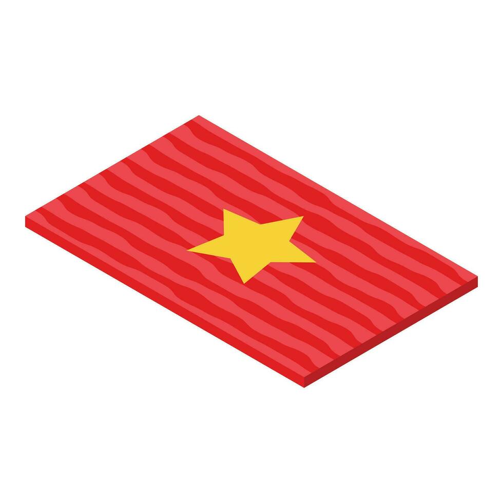 Red color gold star door mat icon isometric vector. Entry clean home vector