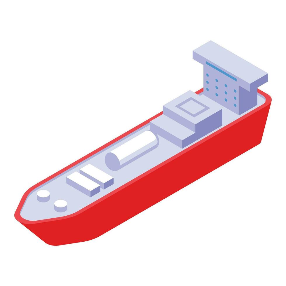 Red carrier ship icon isometric vector. Fuel truck vector