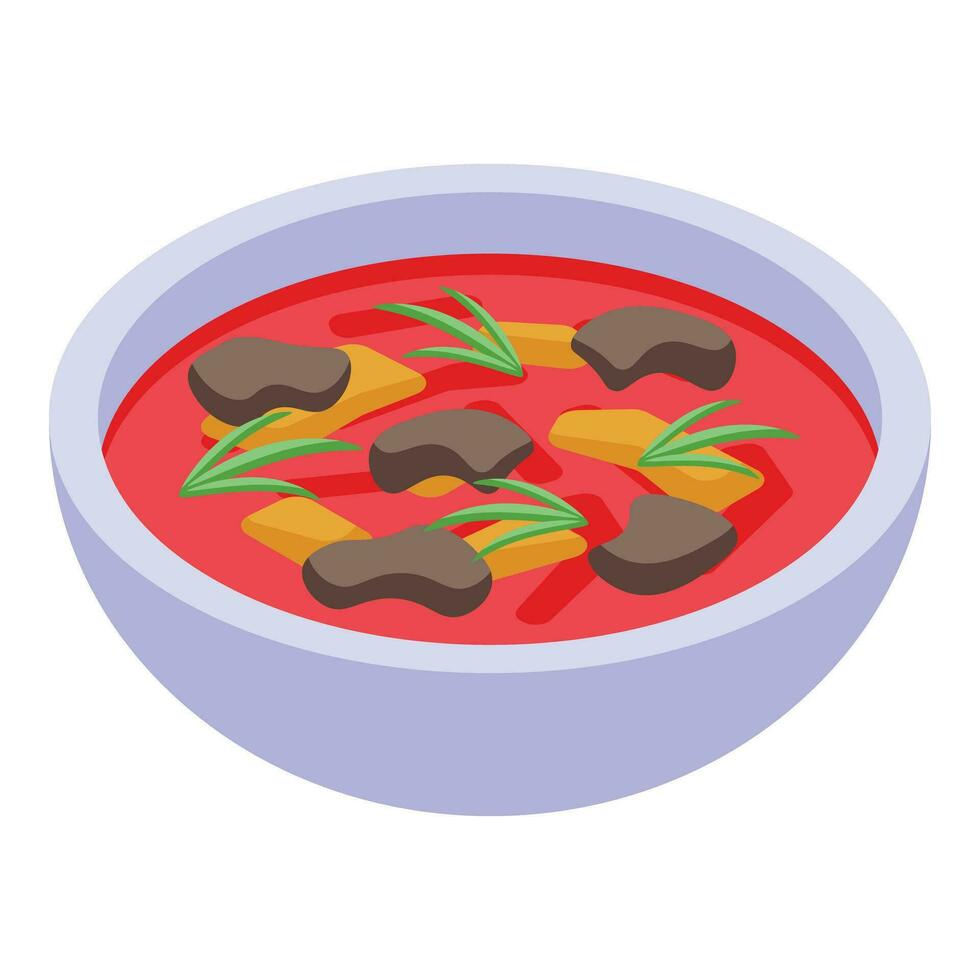 borsch con vegetal icono isométrica vector. cultura culinario vector