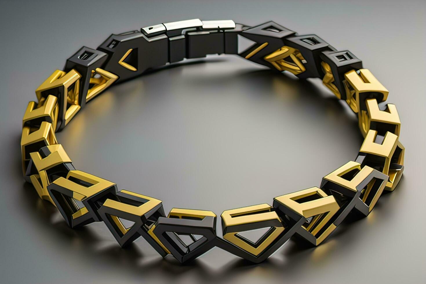 AI generated Jewelry Bracelet with precious stones on a gray background. Studio shot. ai generative photo