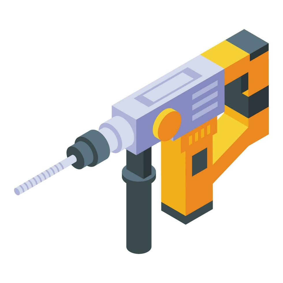 Puncher hammer drill icon isometric vector. Impact fix vector