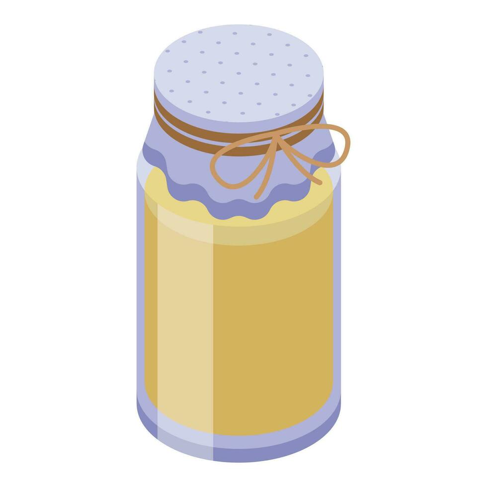 Apple cider jar icon isometric vector. Glass press vector