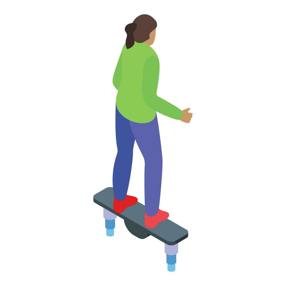 Girl action flyboard icon isometric vector. Aquatic sport vector