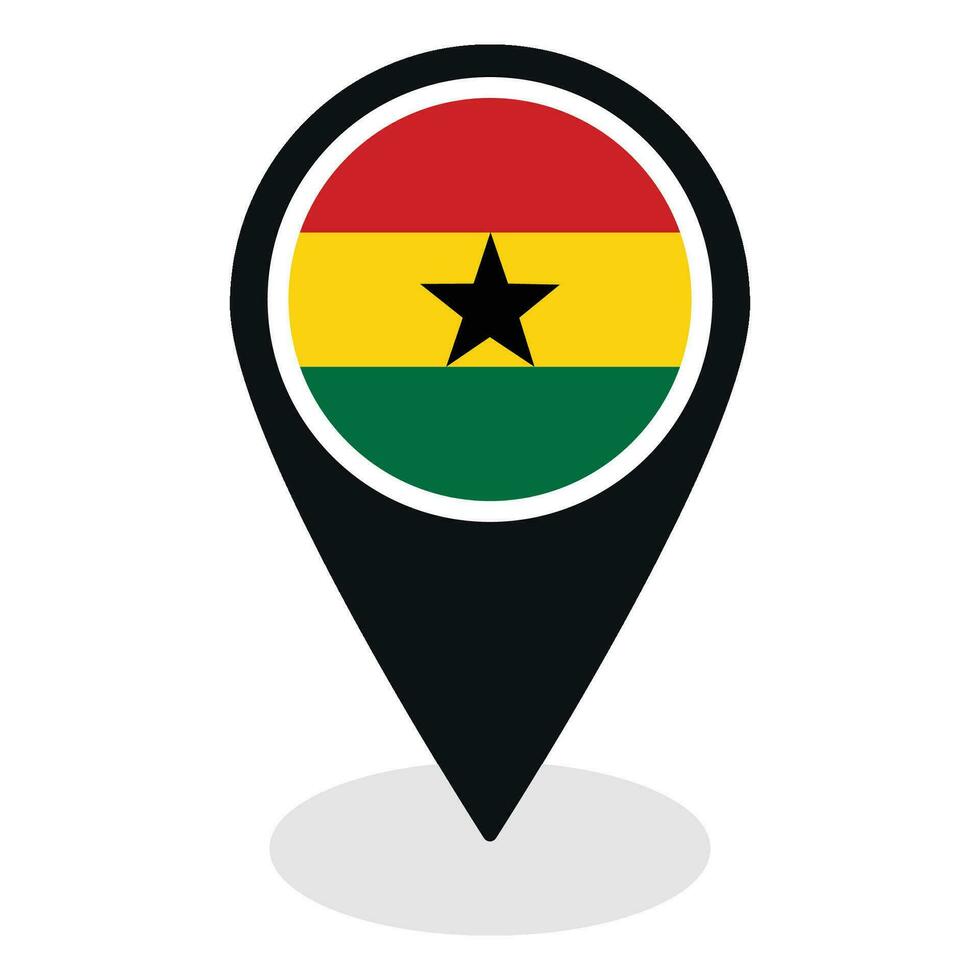 Ghana bandera en mapa determinar con precisión icono aislado. bandera de Ghana vector