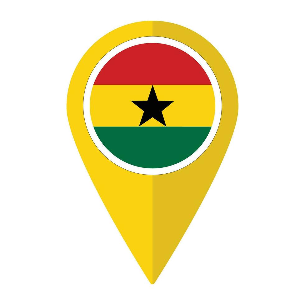 Ghana flag on map pinpoint icon isolated. Flag of Ghana vector