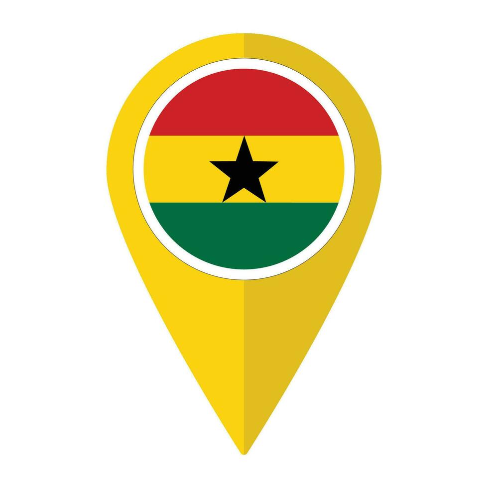 Ghana bandera en mapa determinar con precisión icono aislado. bandera de Ghana vector