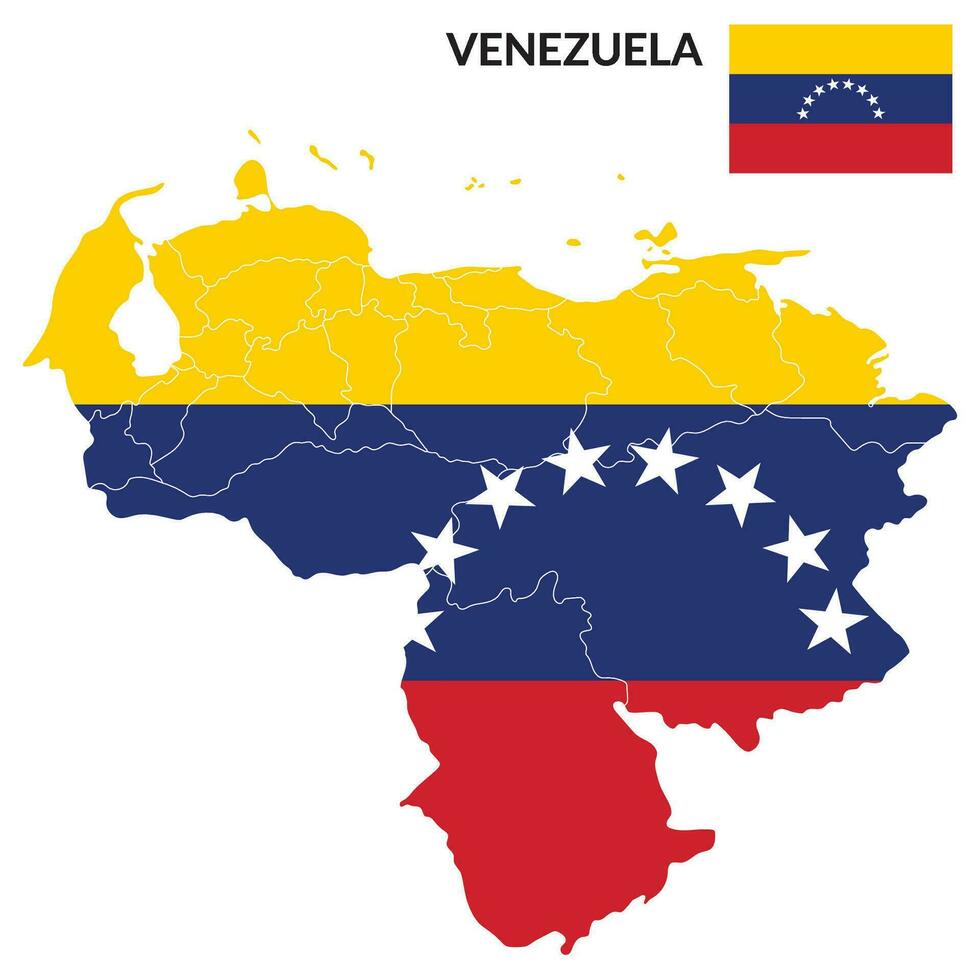 Venezuela map. Map of Venezuela with Venezuela flag vector