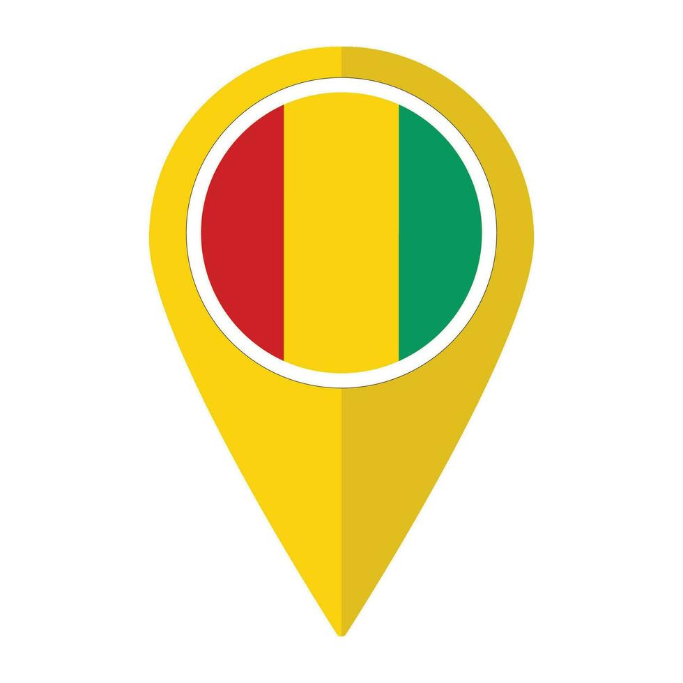 Guinea bandera en mapa determinar con precisión icono aislado. bandera de Guinea vector