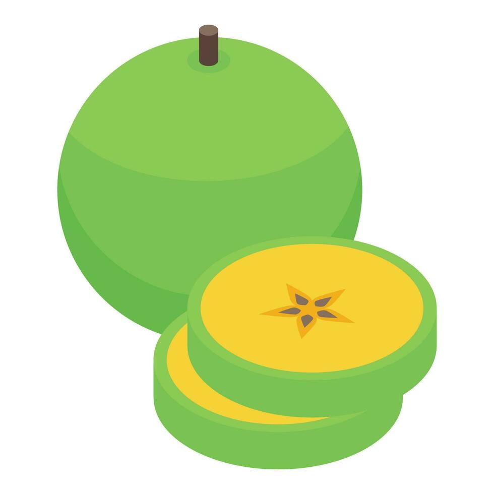 Cutted green apple icon isometric vector. Apple cider vector