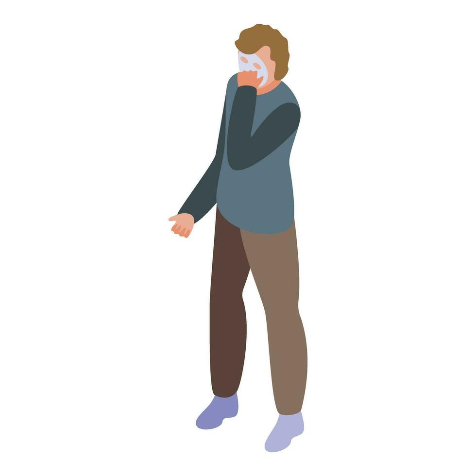 Man make face mask icon isometric vector. Smile male vector