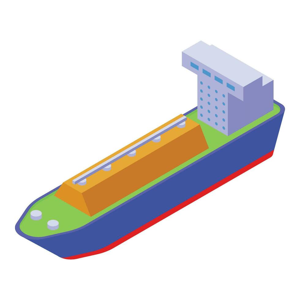 carga transporte Embarcacion icono isométrica vector. gas portador vector