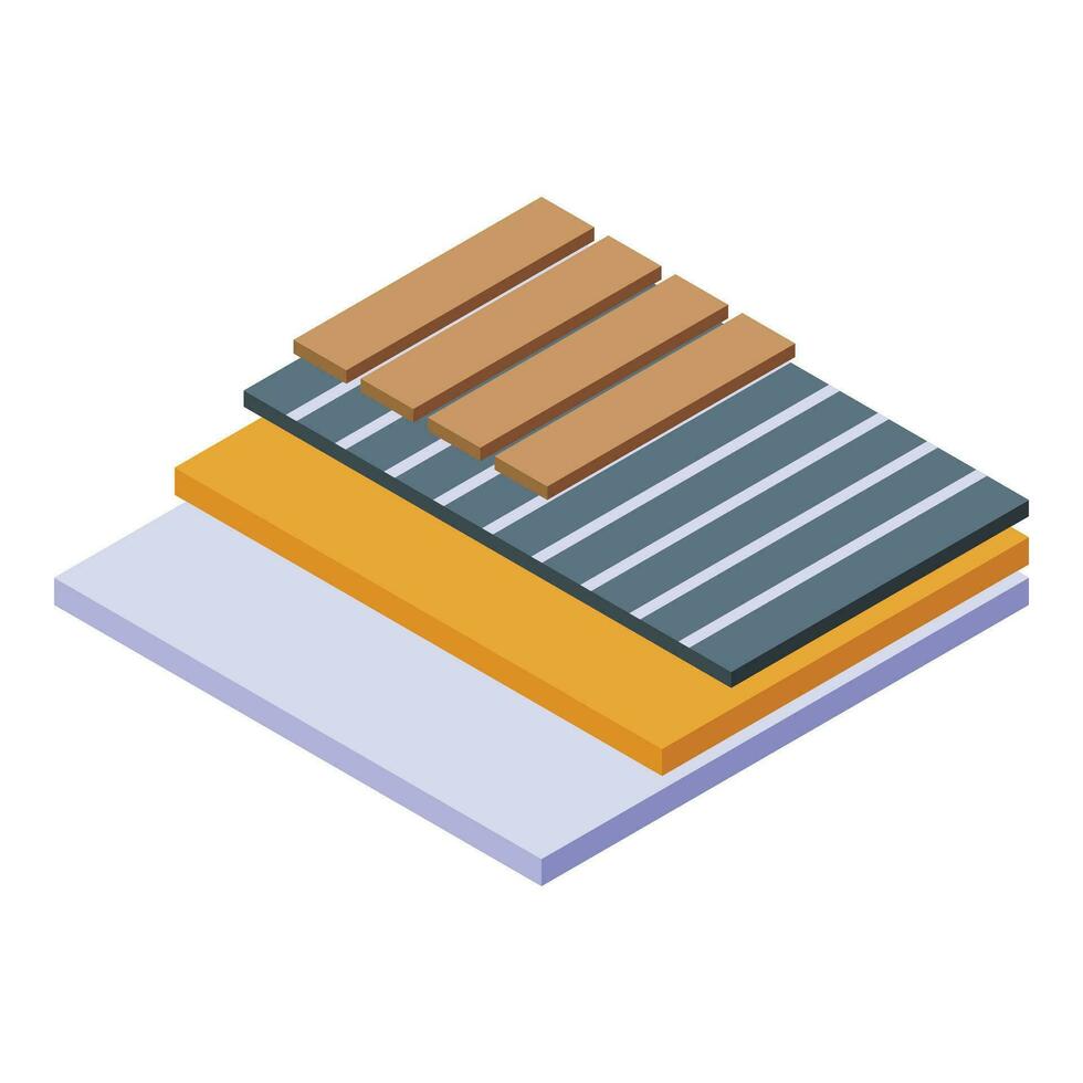 Warm floor wood tiles icon isometric vector. Radiant temperature vector