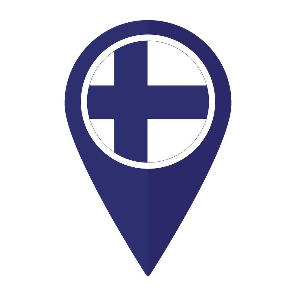 Finland flag on map pinpoint icon isolated. Flag of Finland vector