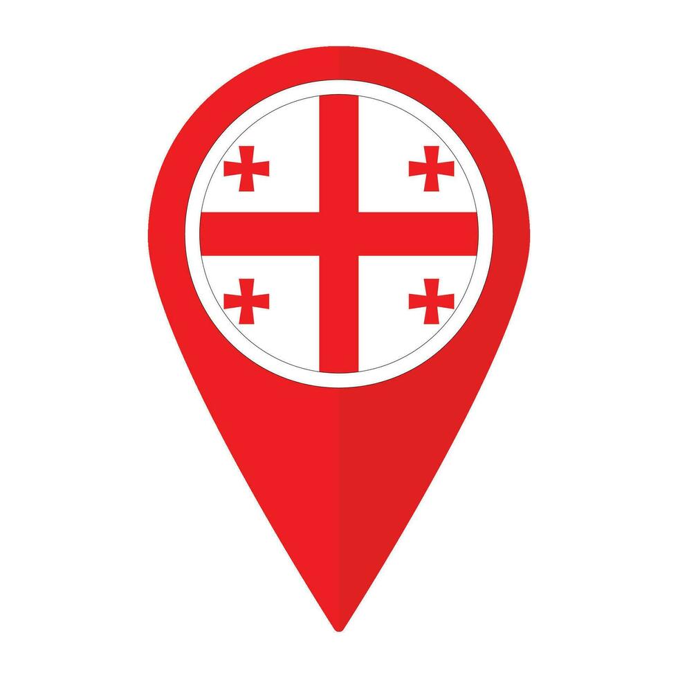 Georgia flag on map pinpoint icon isolated. Flag of Georgia vector