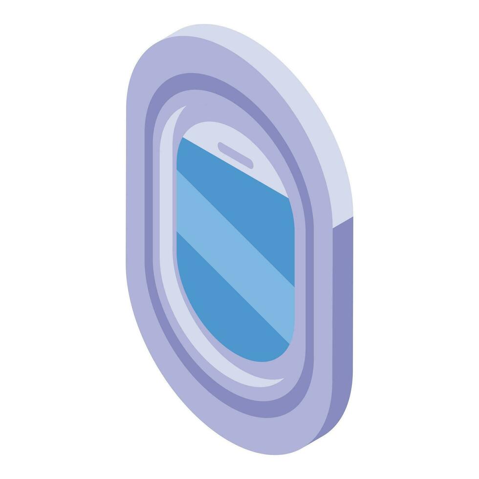 Blue sky airplane window icon isometric vector. Fly travel vector