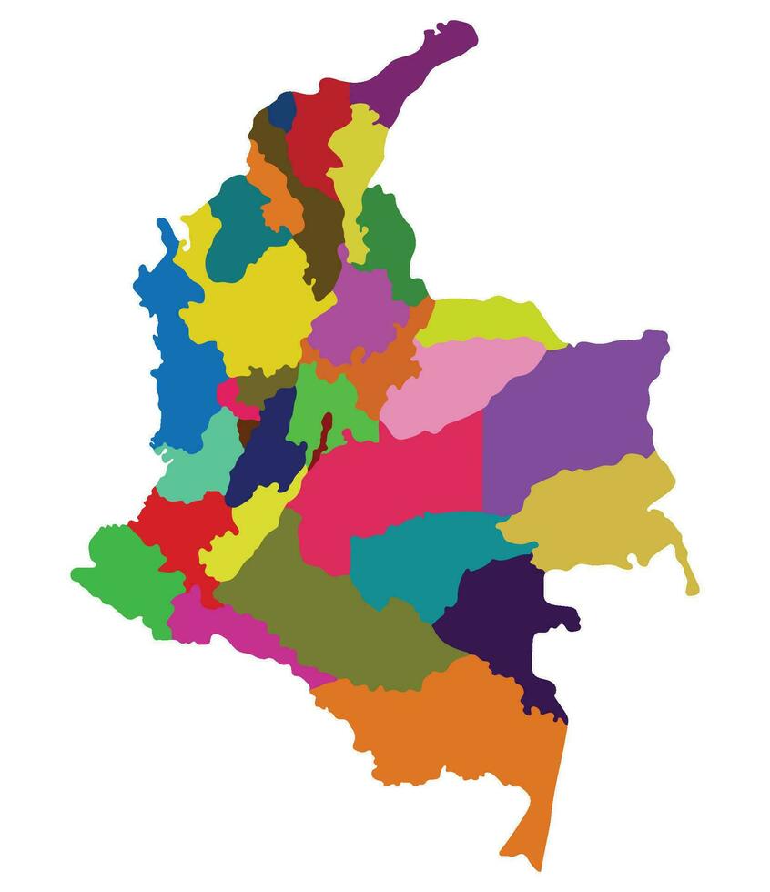 Colombia map. Map of Colombia in administrative provinces in multicolor vector