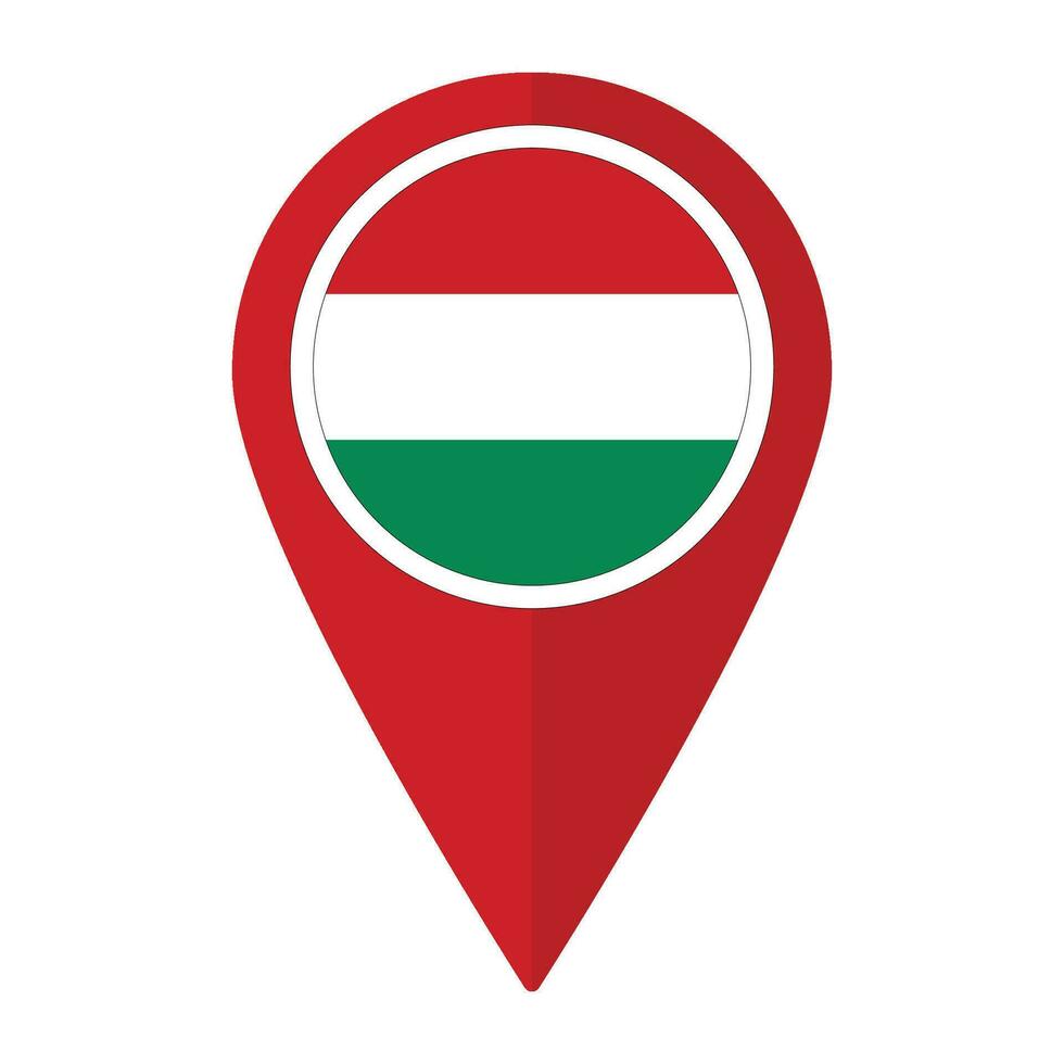 Hungary flag on map pinpoint icon isolated. Flag of Hungary vector