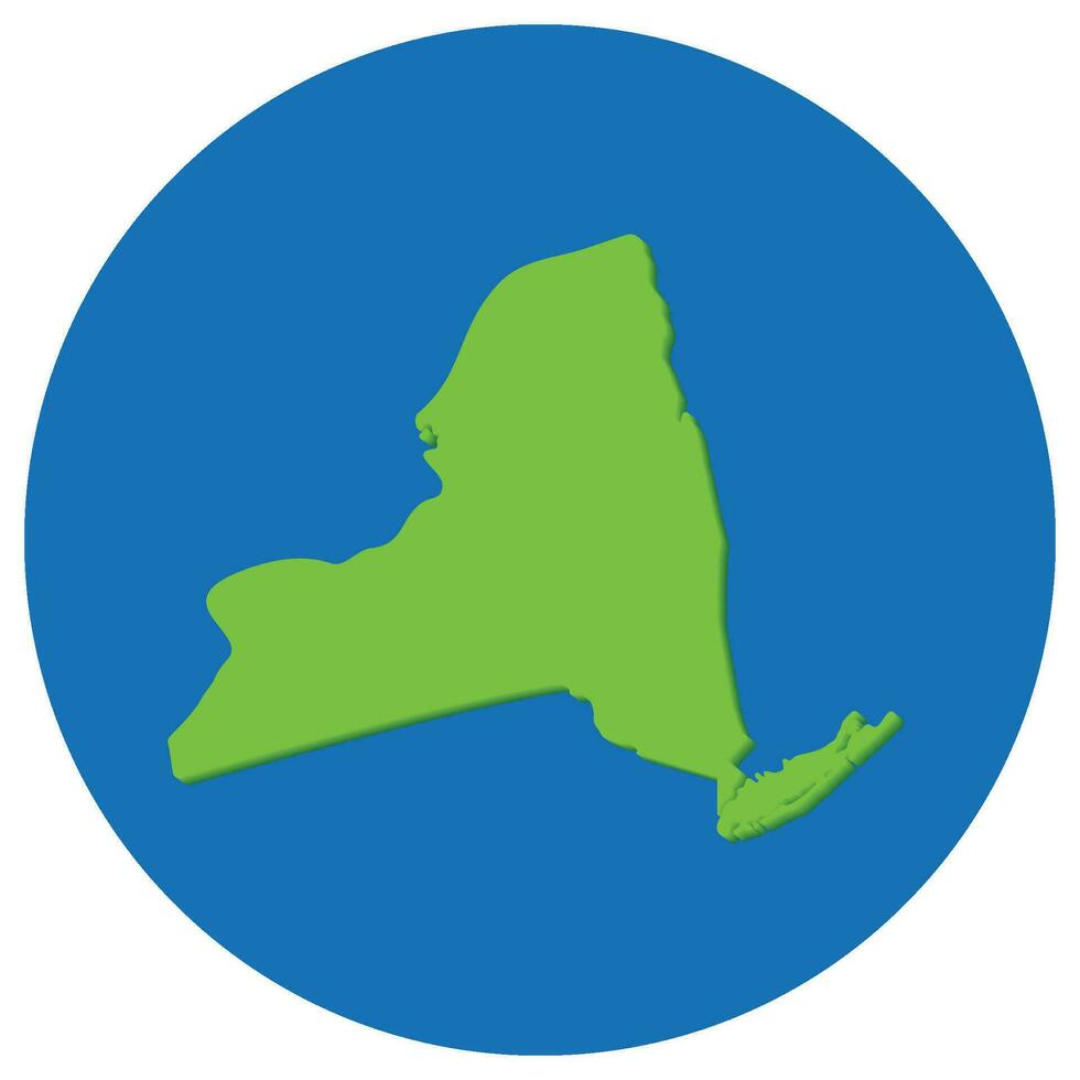 nuevo York estado mapa en globo forma verde con azul redondo circulo color. mapa de el nos estado de nuevo york vector