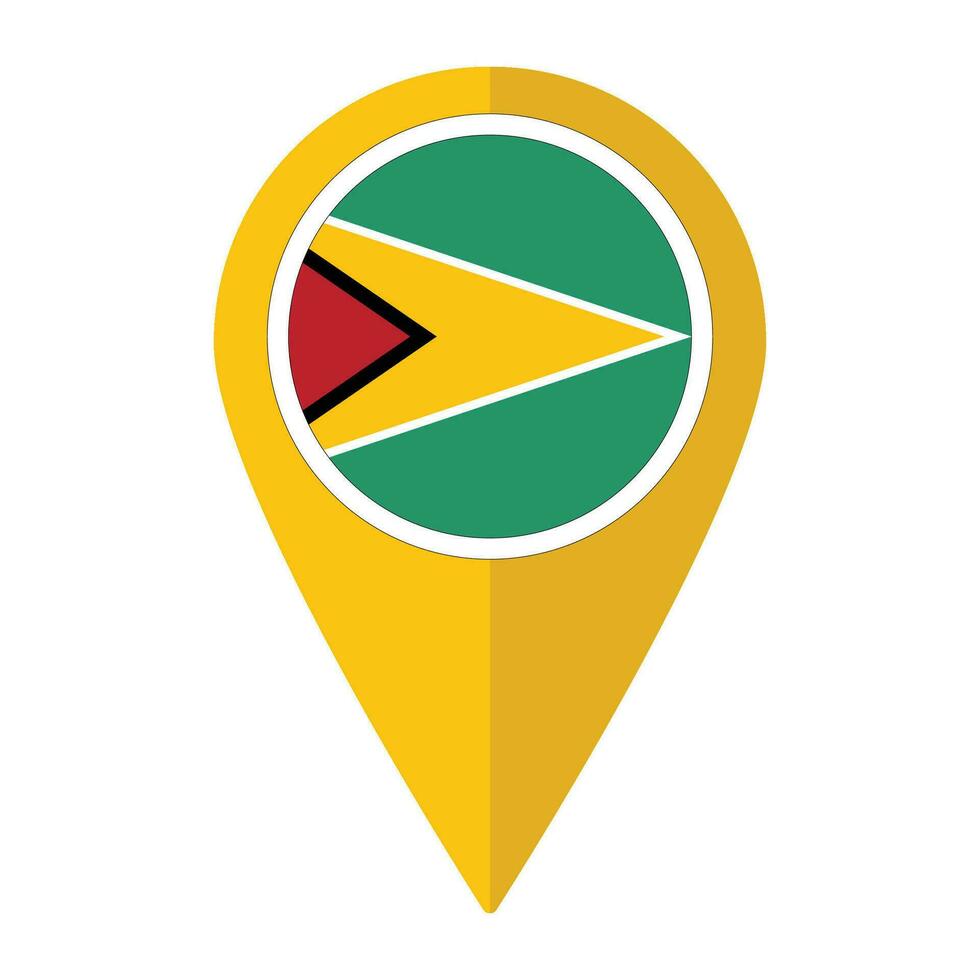 Guayana bandera en mapa determinar con precisión icono aislado. bandera de Guayana vector